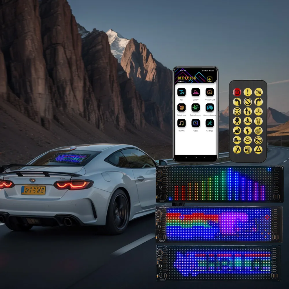 Smart RGBIC LED Matrix Panel Bluetooth APP Flexible Waterproof DIY Pattern Picture Scrolling Text Animation Display Car Shop ﻿