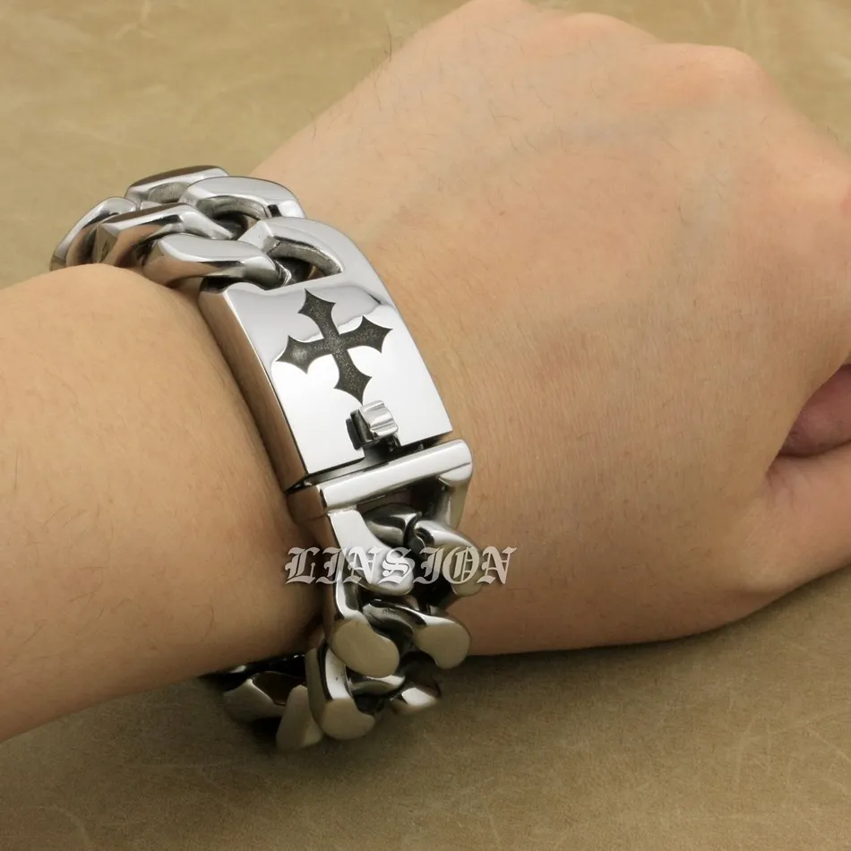 

Stainless Steel Deep Engraved Cross Bracelet 5D306
