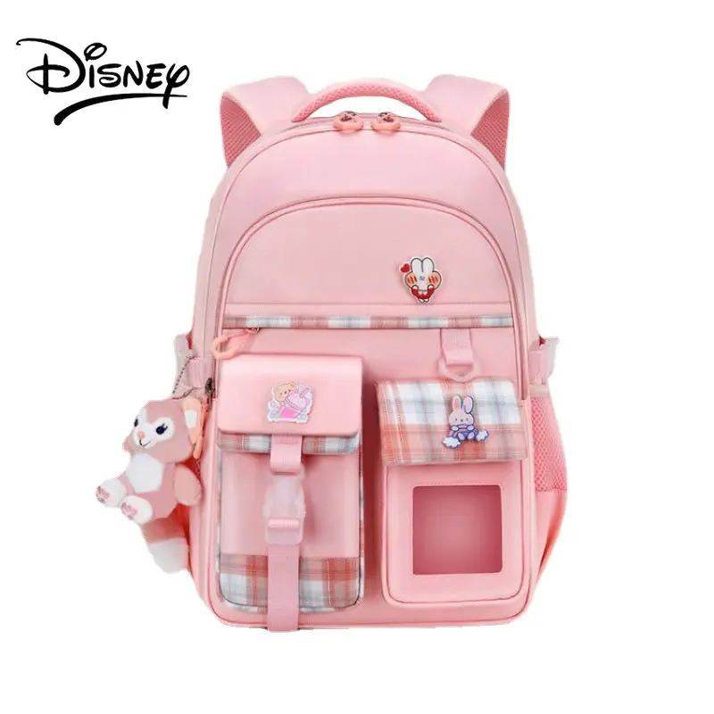 

Disney Schoolgirl Large Capacity Schoolbag Waterproof Durable Luxury Designer Bag Cute Pink LinaBell Backpack Free Shipping