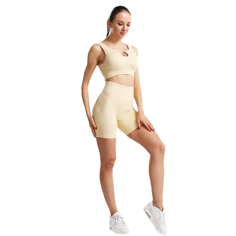 Yoga shorts Women's High Waist Ribbed Seamless Yoga Shorts Squat Proof Hip Lifting Fitness Workout Running Sports Gym Leggings