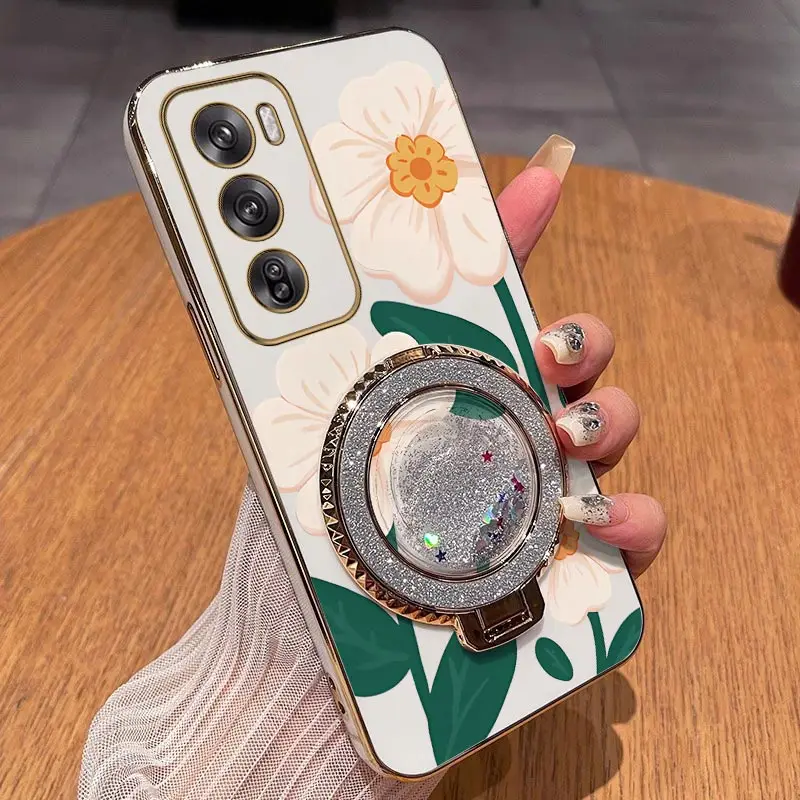 Elegant White Floral Plating Phone Case Cover