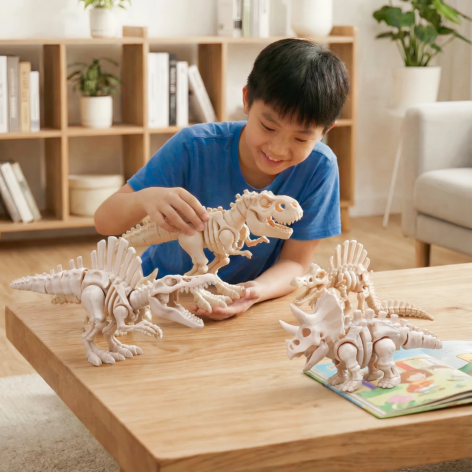 3D Printed Dinosaur Skeleton Figurine - Articulating Prehistoric Collectible Desk Decoration