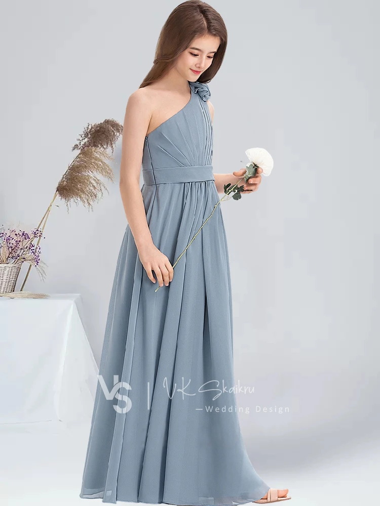 Dusty Blue Blue Child Bridesmaid Dresses Bridal Party Junior