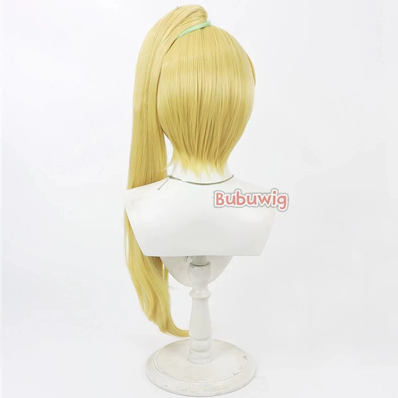 Bubuwig 합성 머리 사키 니카이도 코스프레 가발 Zombieland Saga 사키 니카이도 80cm 긴 혼합 금발 포니 테일 가발 내열성