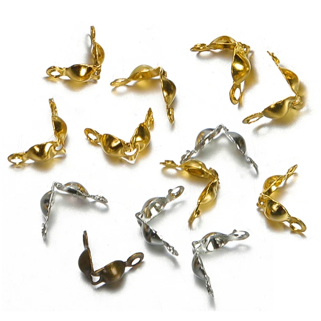 400pcs Crimp Clasps Ball Chain Clasp End Crimps Calotte Connectors Beads  Fastener Cap for Jewelry Making