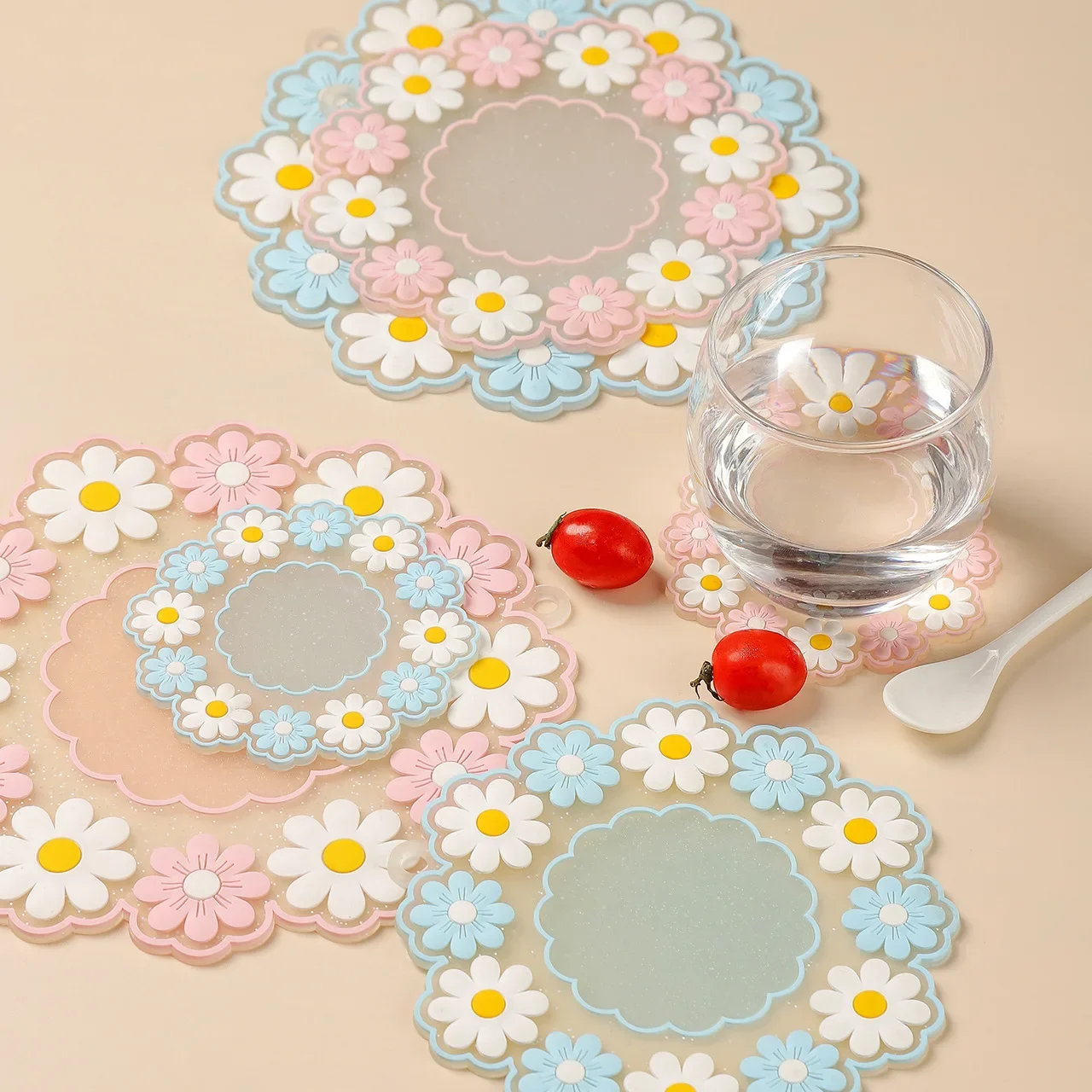 Daisy Placemat Dinner Plate Insulated Pads Table Mat Anti-skid Cup Pads Tea Mug Milk Mug Coffee Cup Coaster Decoration