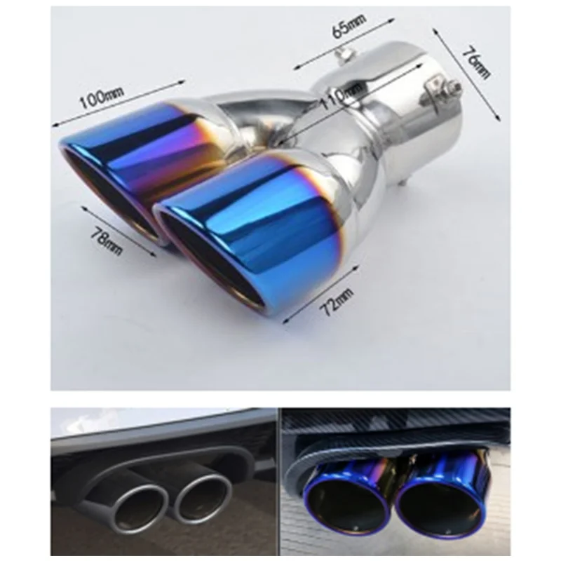 Exhaust Pipe Tip 3 inch Exhaust Tip 76mm Double Exhaust Tail Tip For 3.0" Outside Diameter Tailpipe