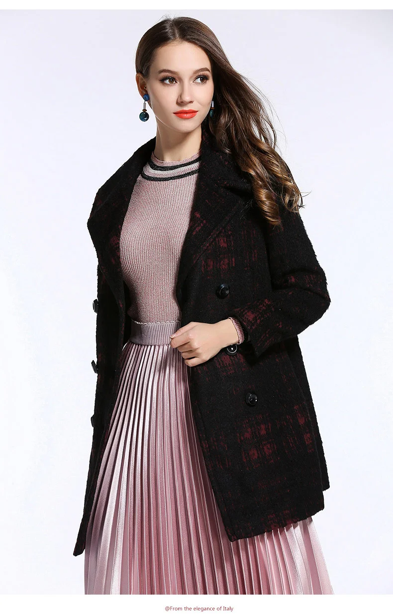 

Gowani Winter Woolen Coat Women's Long Sleeve Double Breasted Slim Fit Elegant Simple Warm Plus Size Woolen Coat