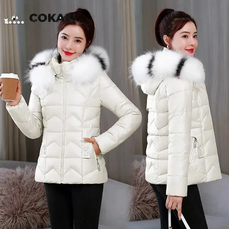 

COKAL new women's Winter jacket Thickened trend casual warm coat Loose crust collar coat hooded cotton