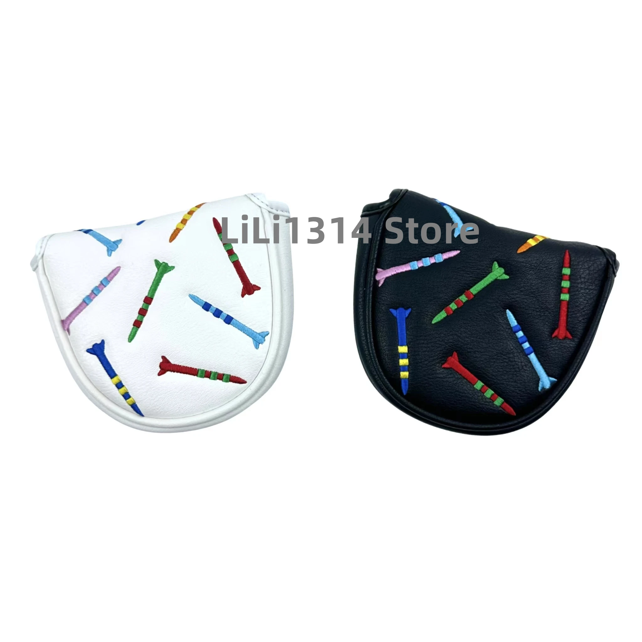 

1pc Missile Pattern Golf Putter Cover PU Leather Mallet Putter Cover Magnetic Closure Golf Head cover
