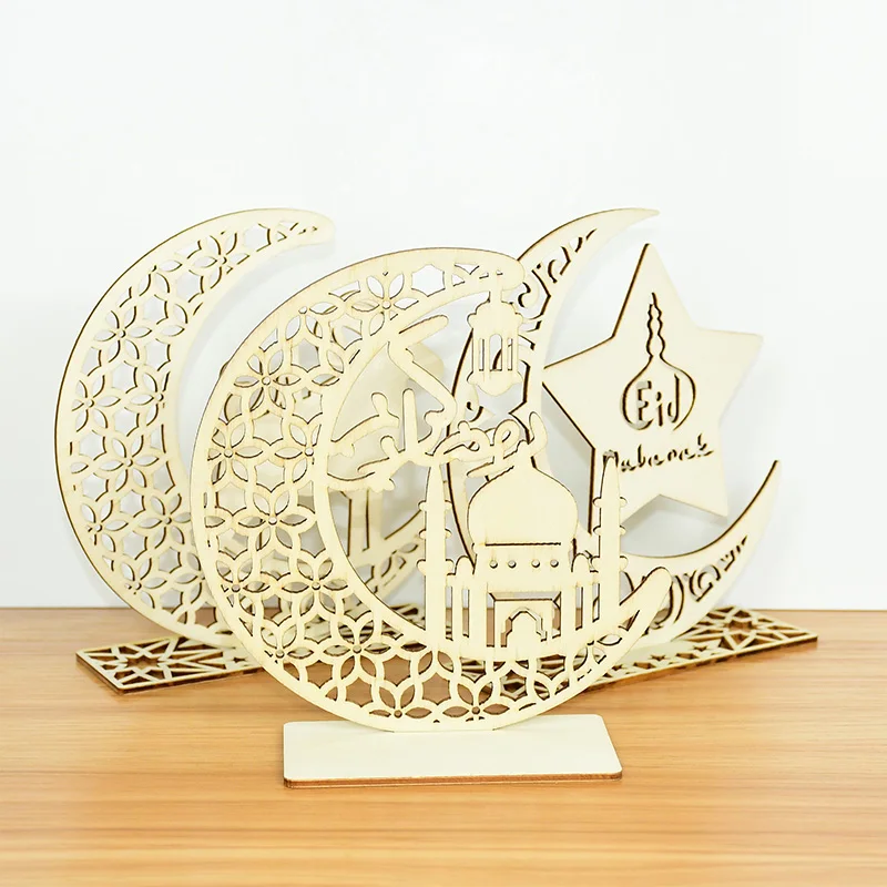 Cheap 2024 EID Mubarak Ramadan Wooden Craft Ornament Islamic