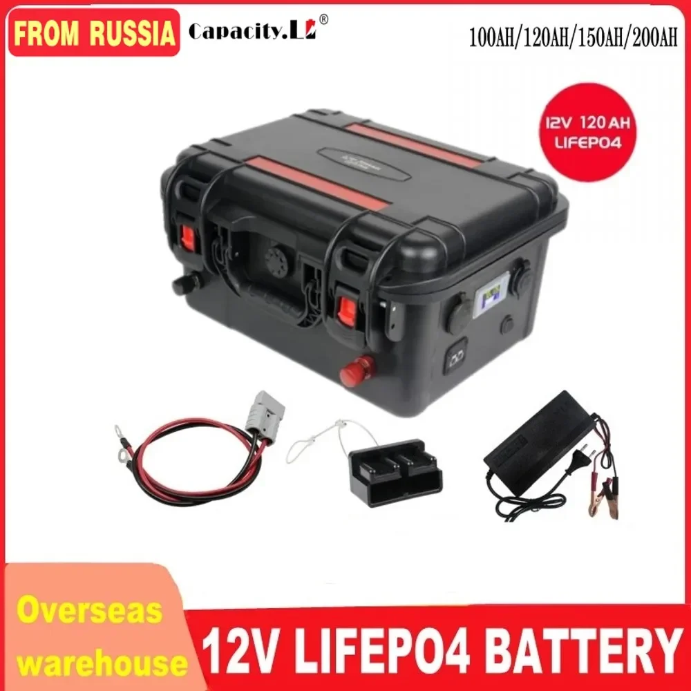 Batteria 12V Lifepo4 100Ah 120Ah 200Ah Batteria Ricaricabile Per Centrale Elettrica Ad Alta Capacità Con Bms Per Campeggio/Motore All'Aperto