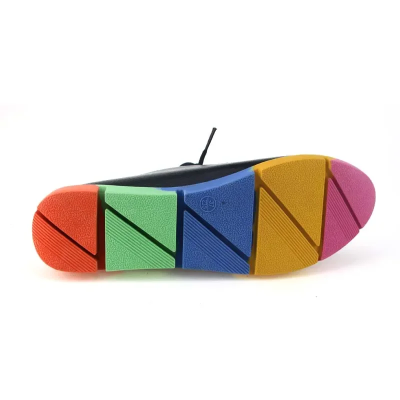 YAERNI  new lace-up leather women flat white shoes pointed toe plus size soft bottom leisure flat colorful shoes woman 5