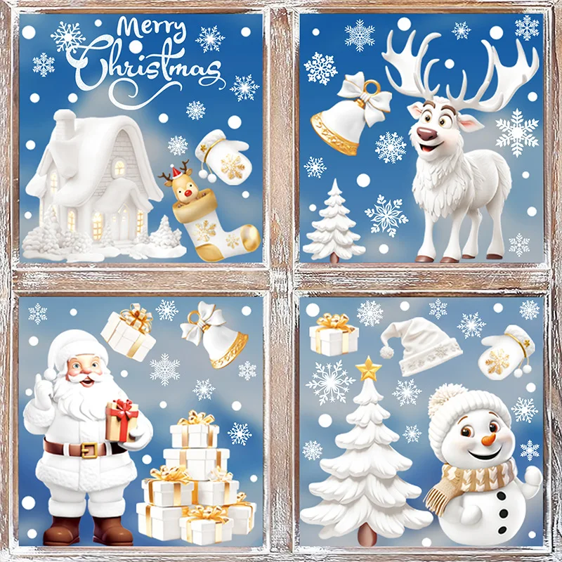 New 3D Visual Effect Santa Claus Window Cling Sticker Creative Removable Static Cling Decal for Holiday Home & Office Decor