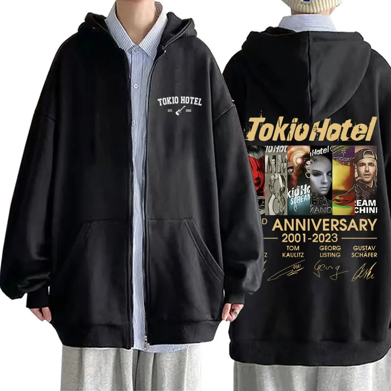 

Rock Band Tokio Hotel 19th Anniversary 2001-2023 Back Graphic Zipper Hoodie Men Women Fashion Gothic Jacket Male Zip Up Coat