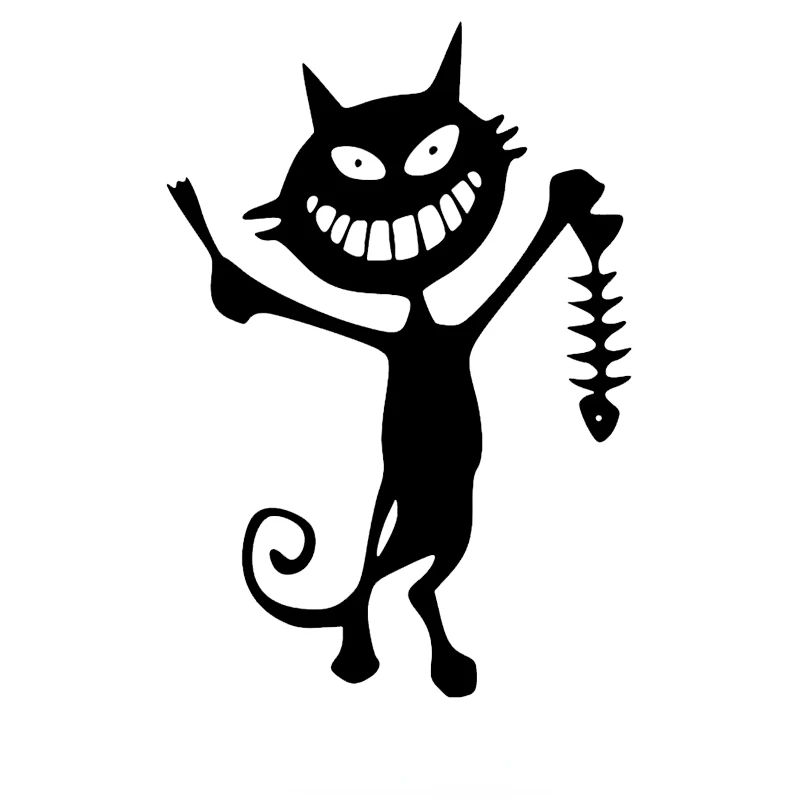 

Jpct funny fish and cat skeleton decal for car, window, bumper decoration waterproof vinyl sticker, 14x20 cm,