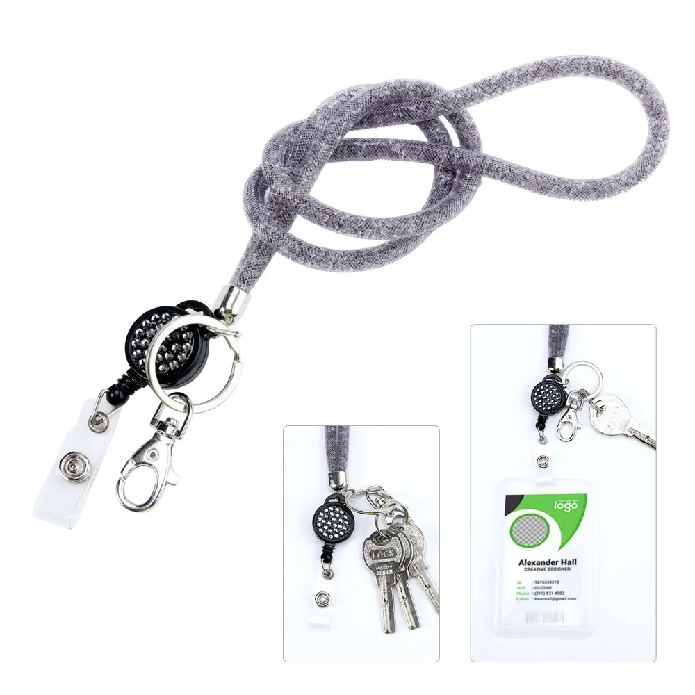 

Retractable Lanyard Badges Holder For Cellphones Office Id Hanging Rope Mesh Necklace Strap Universal Keychain