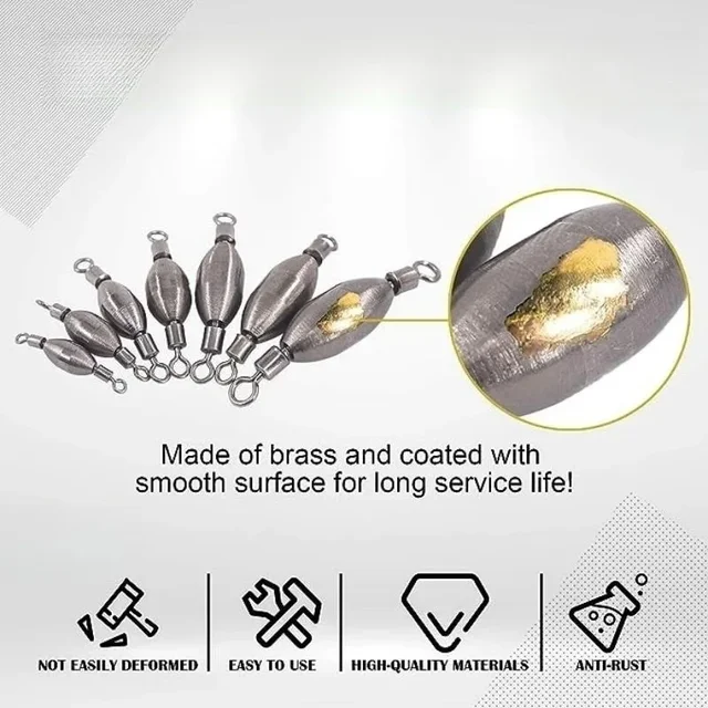 5pcs 1g-18g Brass Swivel Weight Sinker 4