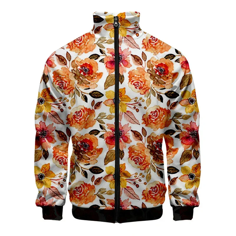thumbnail image 1 of Chaqueta con estampado 3D de plantas y flores para hombre, abrigo de manga larga con estampado retro, chaquetas con cremallera de gran tamaño y personalidad para mujer, blusas de calle, 1 of 5