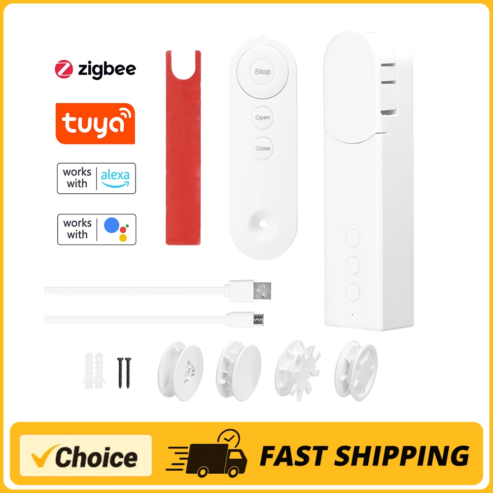 Tu-Ya wifi/b/bt/zig-Bee มอเตอร์ม่านม้วนไฟฟ้าที่เปิดอัตโนมัติช่วยเพิ่มการควบคุมรีโมทแอป 1