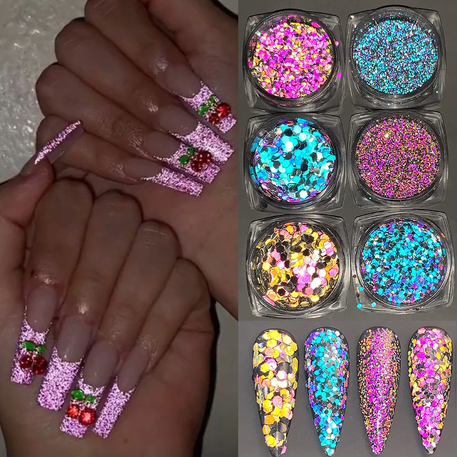 Reflective Glitter Powder Nail Art  Loose Reflective Glitter Nails -  Glitter Powder - Aliexpress