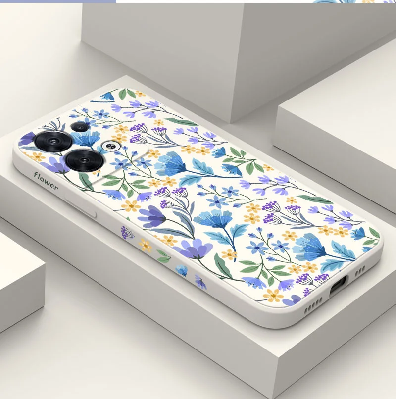 Custodia Per Telefono Safflower Verde Per Oppo Reno 10 8 8T 8Z 7 7Z 6 5 Pro 4G 5G F19 F9 Pro Cover In Silicone Liquido