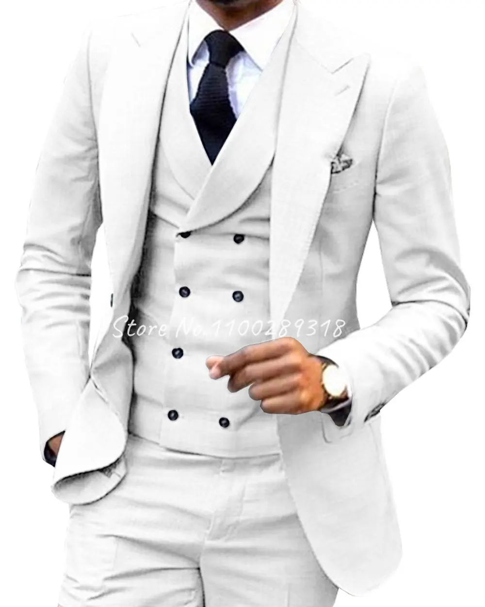 2023 Men's Suit 3 Piece One Button Lapel Double Breasted Slim Fit Casual Business Suits For Wedding Tuxedo Codtume Homme Mariage