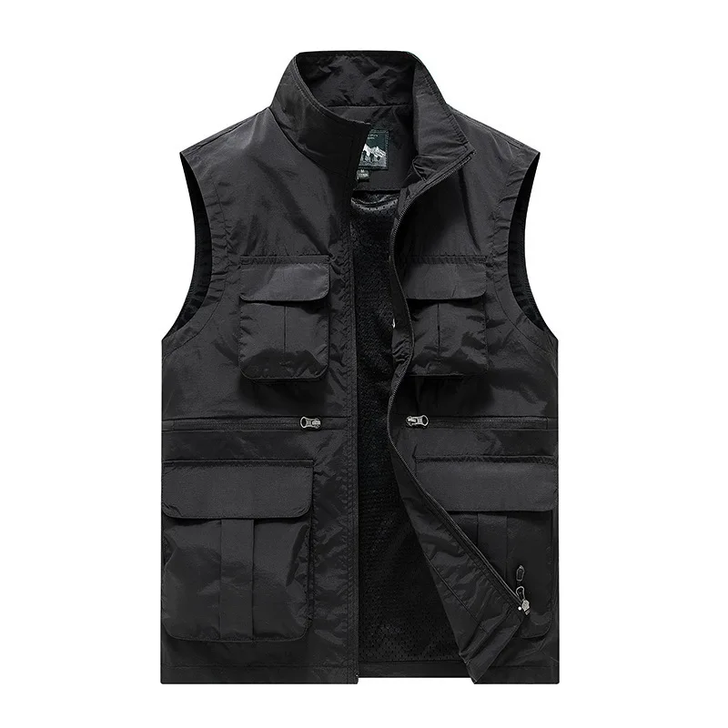 Men Sleeveless Jacket Tactical Hiking Fishing Multi-pocket Photographer Coat Outdoor Leisure Male Thin Cargo Jacket Vests M-8XL