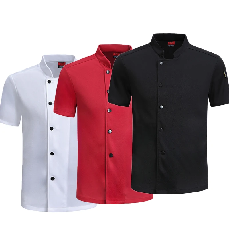 Breathable Short Sleeve Chef Uniform Restaurant Hotel Kitchen Waiter Shirt