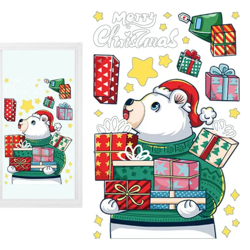 Christmas Window Clings Electrostatic Sticker Decorate Home Kids Room Wall Mirror Sticker Window Glass Door Theme Party Ornament