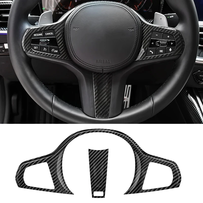 Steering Wheel Decorative Strip Carbon Fiber Car Steering Wheel Panel Decoration Cover Trim Fit For BMW 3/4/5/6/7Series G20 G30 G32 G80 G02 F90 F98 X3M X4M