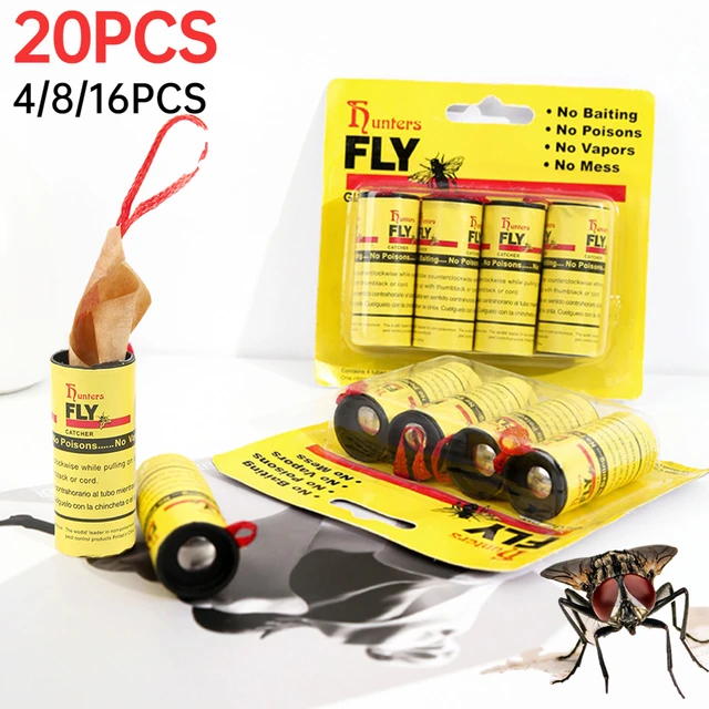 4/8/16/20Db Fly Sticky Paper Strip Erős Ragasztó Dupla Oldalú Legyek Papírcsíkok Repülő Rovarhug Szúnyogok Fogó Tekercs Szalag
