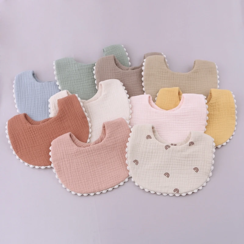 Cotton Gause Baby Bibs Solid Color Absorbent Baby Tassel Bib Newborn Burp Cloths Bandana Scarf for Kids Baby Girls Feeding Item 2