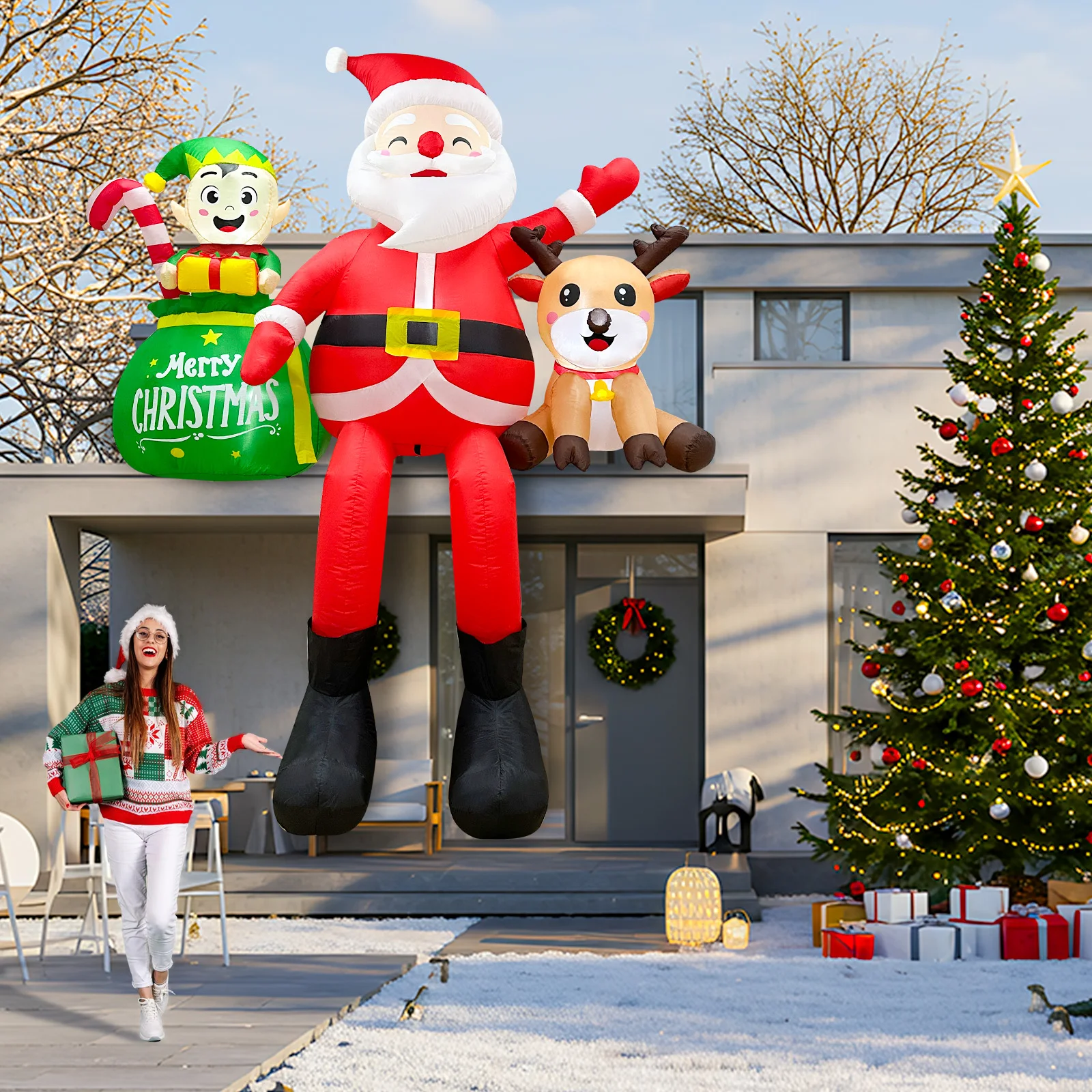 8FT Santa & Reindeer Inflatable 6