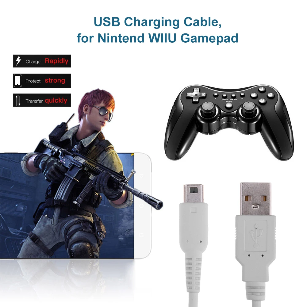WIIU 게임패드용 USB 충전 케이블 1m 데이터 전원 충전기 와이어