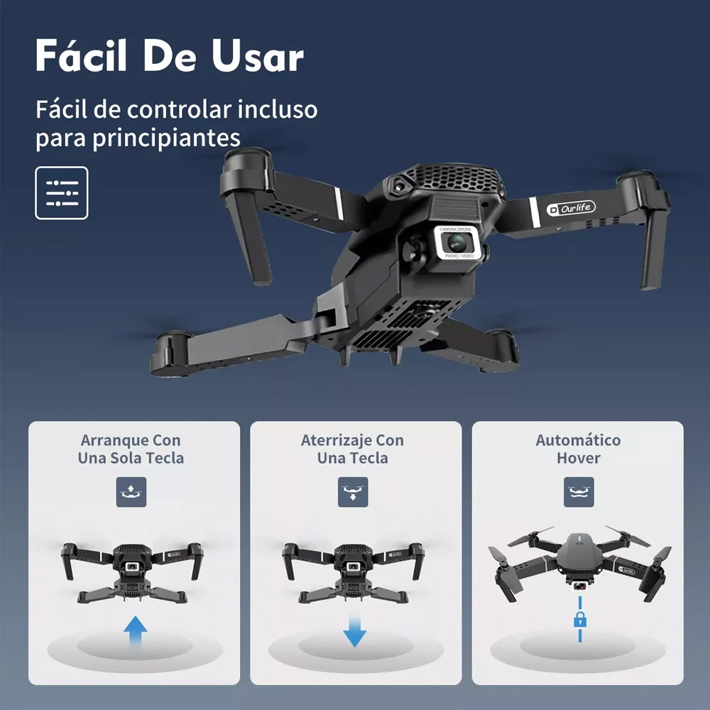 Drones caméra 4K E88 gran angular, cámara HD 1080P, WiFi, drone fpv, mini dron,Soporte de altura, plegable, RC, cuadricóptero, juguetes para niños