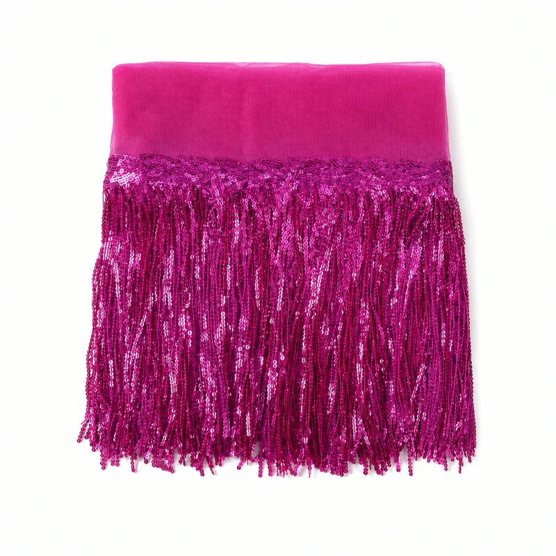 Suede Tassel Velvet Trim with Rivet and Diamond Fringe for DIY Garment Decoration