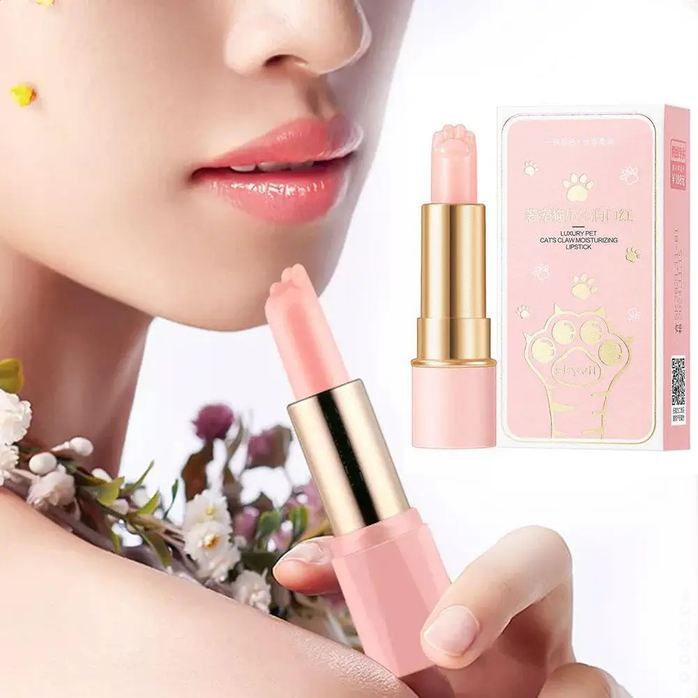 Pink Cat Paw Discoloration Lipstick Lip Balm Lip Color Cosmetic Makeup Nature Women Gloss Lasting Cute Moisturizing Lipstic V9B0