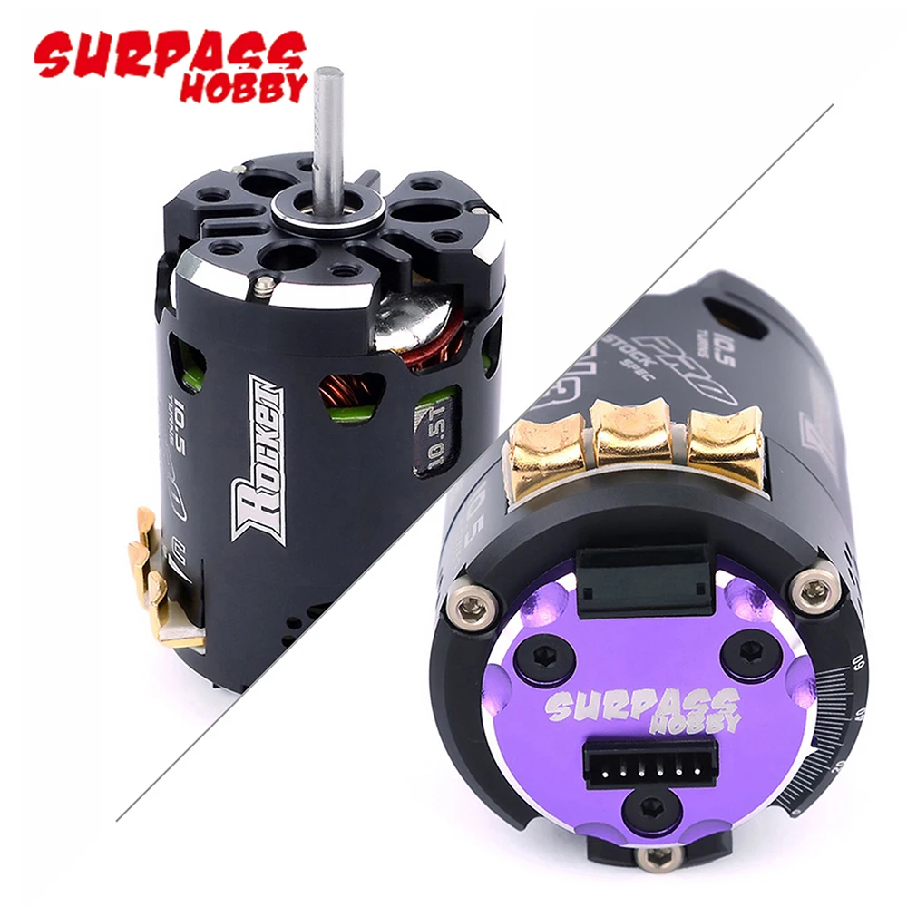 Surpass Hobby Rocket 540 V3 2-Pole Sensored Brushless Motor Dual Sensor Port 3.175mm Shaft For F1, 1/12, 1/10 Off-road Drift Car
