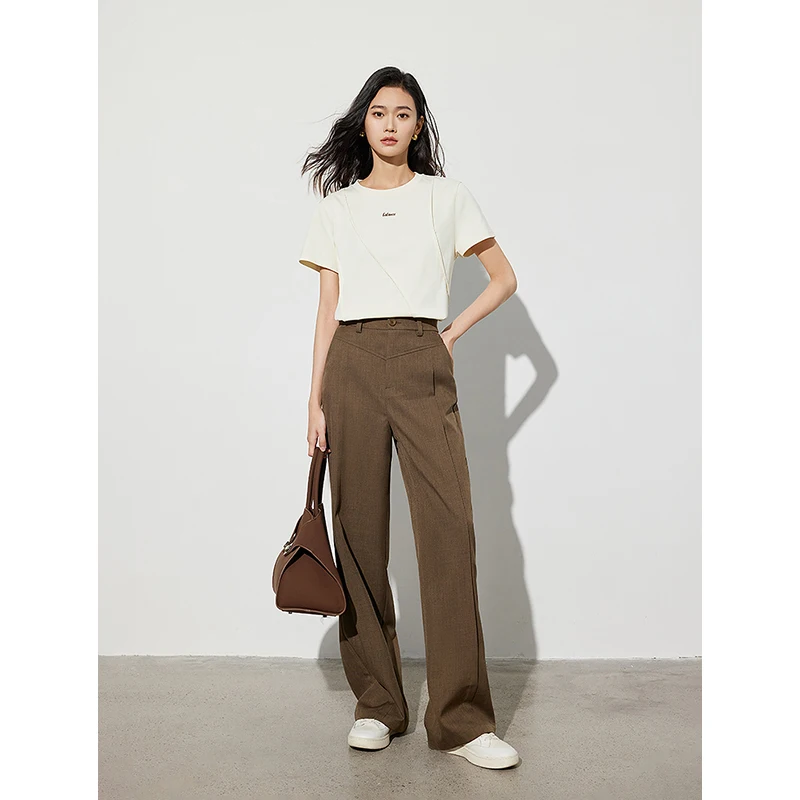 TOYOUTH Women Line Structural Sense T-shirt Summer Round Neck Casual Cotton Top women t shirts