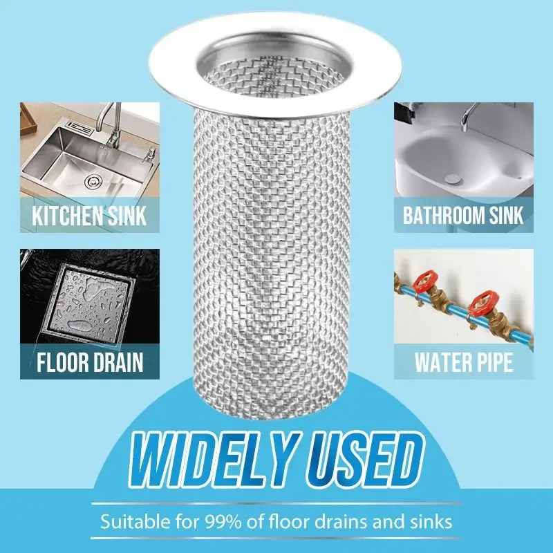 

Steel Mesh Basket Filter Hair Trap Multifunctional Floor Drain Stainless Bathroom Kitchen Sink Anti-clog Strainer Slag