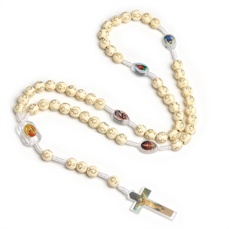 

N7MD Beaded Chain Rosary Necklace with Pendant Catholic Rosary Necklace