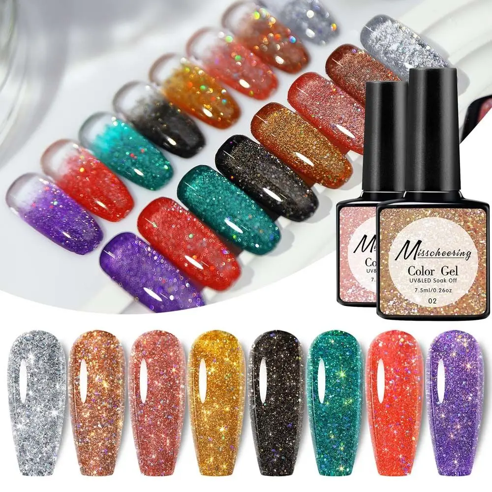 7.5ML Glitter UV Nail Gel Laser Semi-Permanent Mixed Nail Polish Nail Decorations