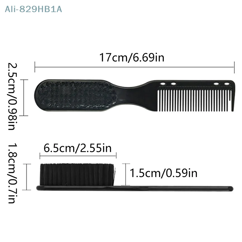 Double-sided Comb Brush Black Small Beard Styling Brush Professional Shave Beard Brush Barber Vintage Oil Head Shape Carving