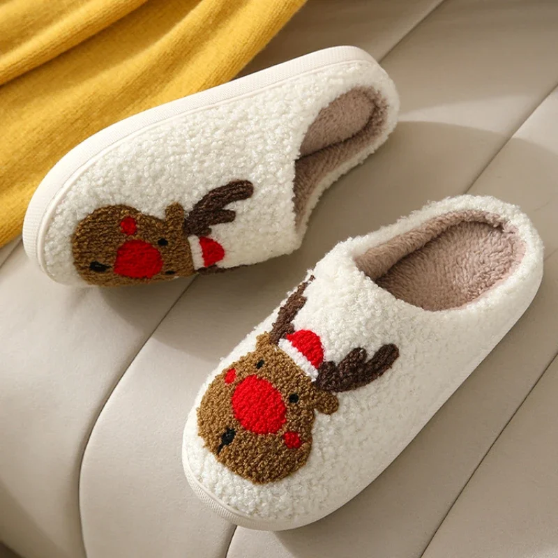 House Slippers Mens Reindeer Slippers Christmas Elk Cotton