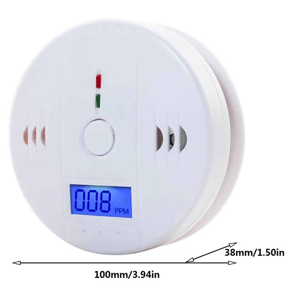 Independent CO Alarm Sensor Carbon Monoxide Alarm Detector 85dB High Sensitive Warning LCD Photoelectric Display for Home Hotel