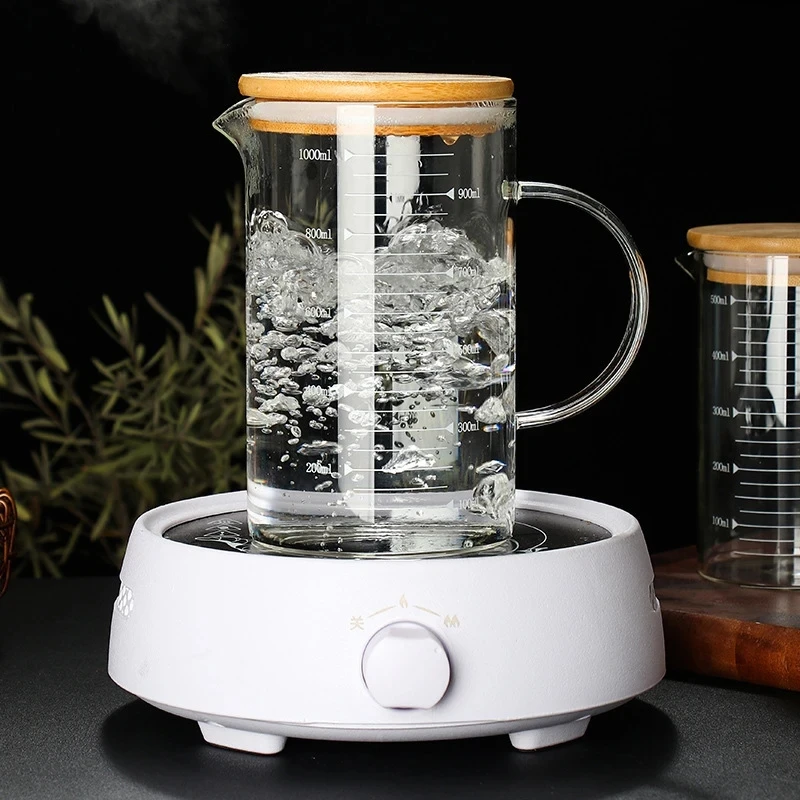 Food Grade Glass Measuring Cups YWDL 250-1000ml Kettle Kitchen Milk Tea Lid and Handle Laboratory Beaker Measuring Mug