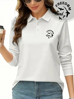 Freedom'S Bird impression polos femmes sport manches longues T-Shirts printemps été dessus respirants décontracté femmes nouveaux vêtements de travail 1