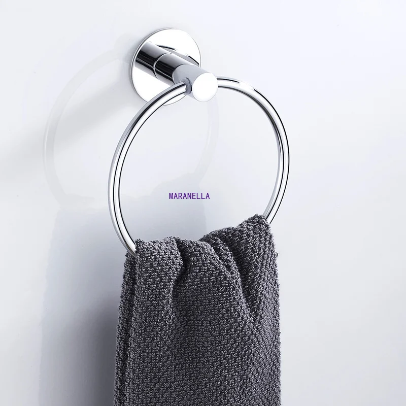 

Self Adhesive Towel Rings Stainless Steel Round Bathroom Towels Holder Wall Mounted Hand Towel Rails for Kitchen Bath Room