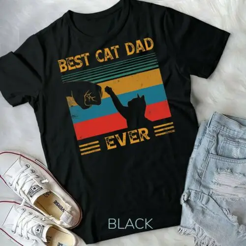 

Mens Vintage Best Cat Dad Ever Bump Cat Lover Gifts Unisex Form T-Shirt